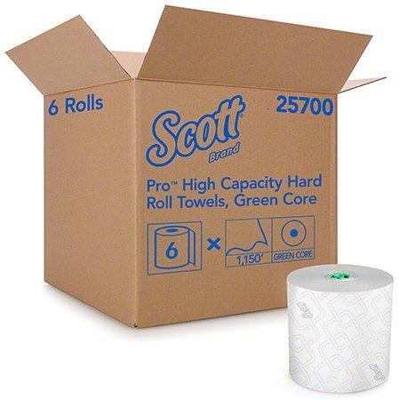 Kimberly Clark 25700 Scott Hard Roll Towel, White, 7.5" x 1150' x 6/case(Green)