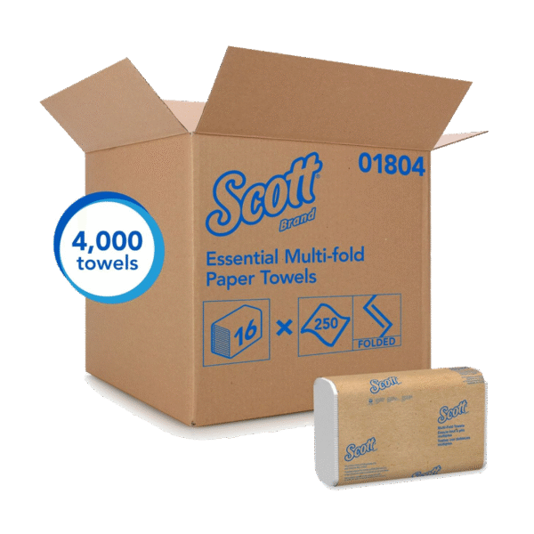 Kimberly Clark Scott 01804 Scott Multi Fold Towel, White, 250 sheets x 16 packs (4000/cs)