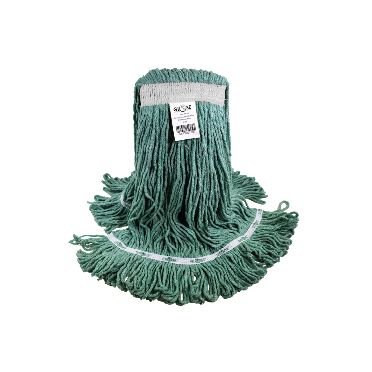 Syn-Pro Synthetic Narrow Band Wet Green Looped End Mop, Green, 16oz - Image 1