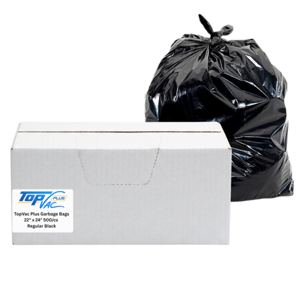 Topvac Plus Garbage Bags, 22" x 24", 500/cs, Regular Black